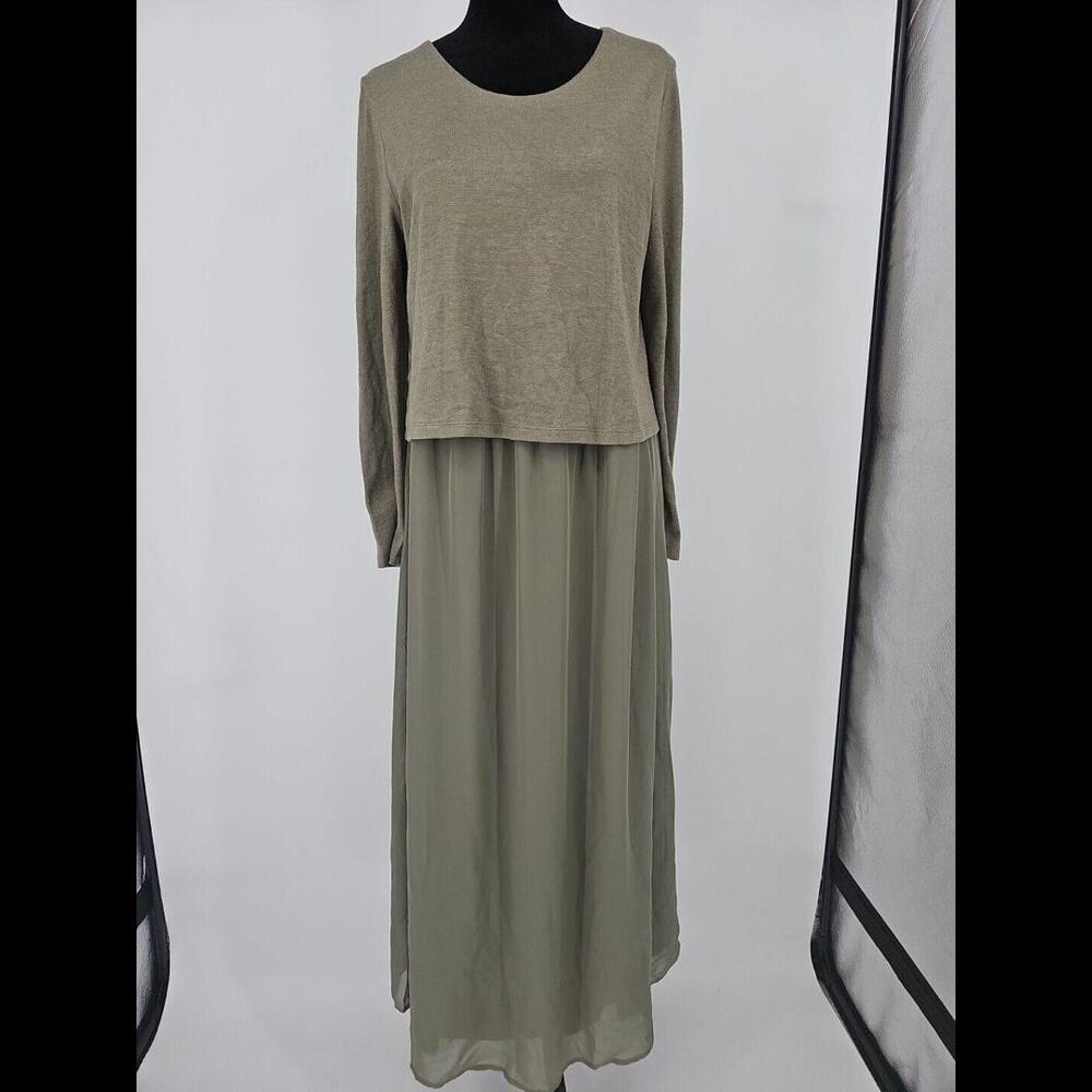 Soft Surroundings Olive Green Layered Maxi Dress